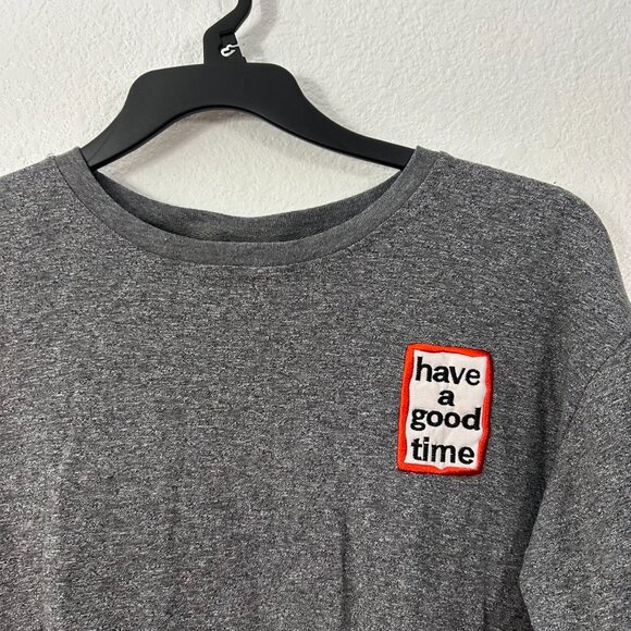 have a good time Embroidered Patch Slouchy Drop Shoulder T-Shirt - Picture 2 of 5